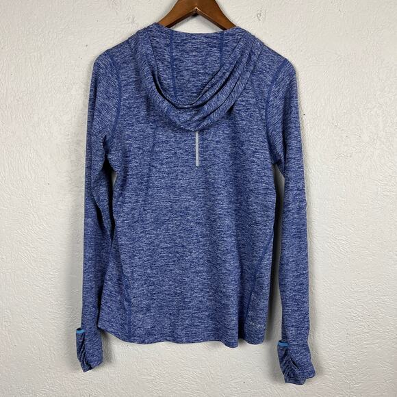 Nike Running Hooded Zip Pullover Long Sleeve Blue Pockets - M - Picture 2 of 4